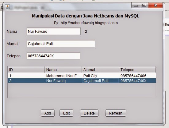 Membuat CRUD Sederhana dengan Java Netbeans dan MySQL 