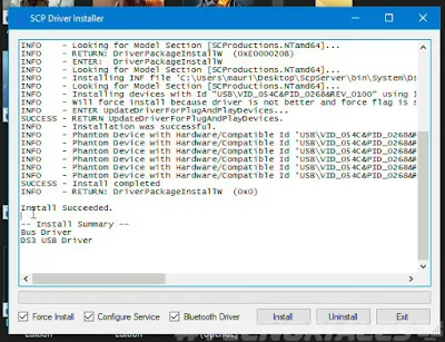 scpdriver instalado Conectar control de ps3 a la pc con Windows 10