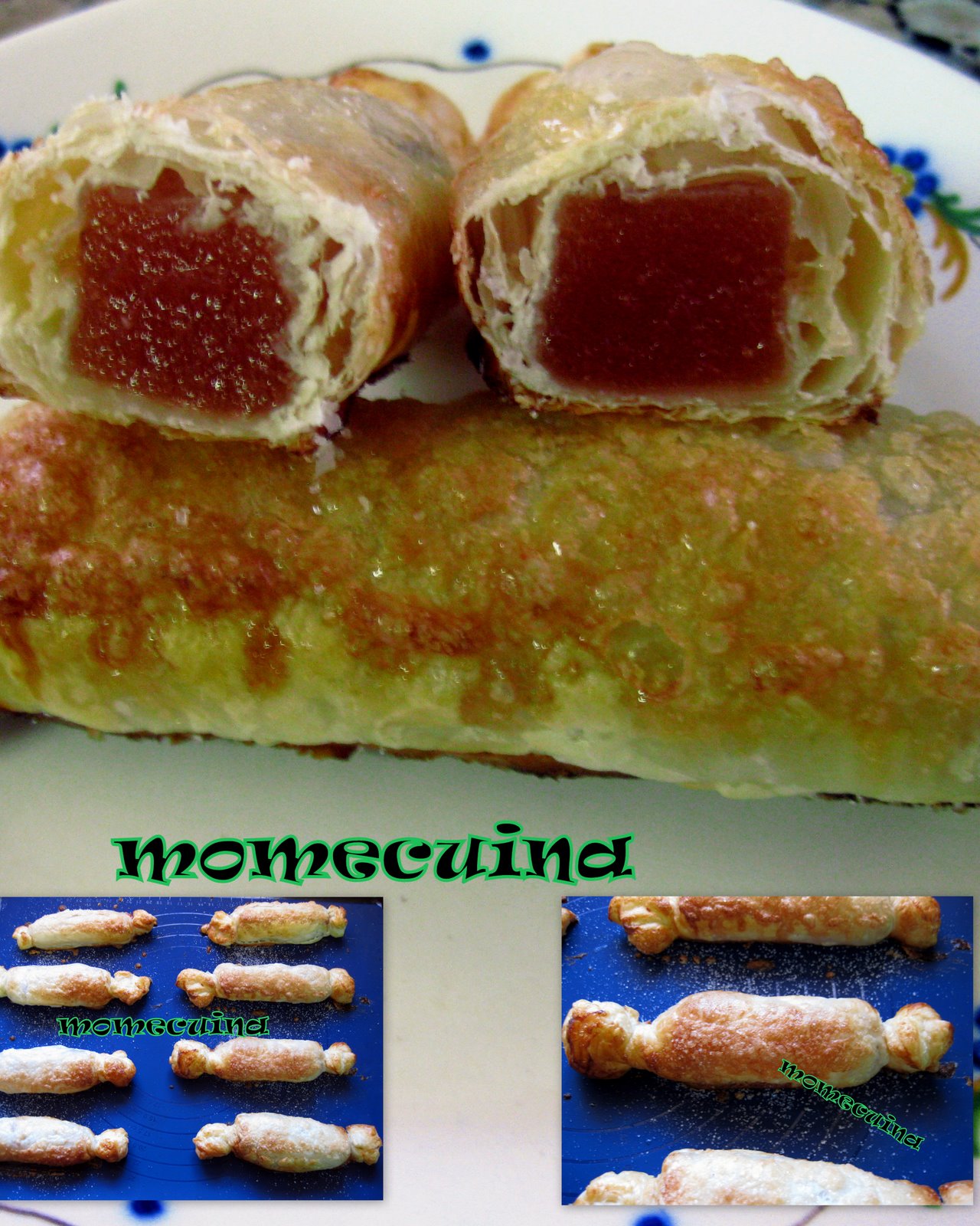 caramelos de hojaldre con membrillo, casero deliciosos. momecuina