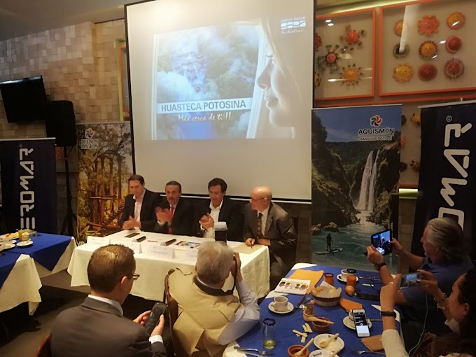 Autoridades de la CDMX y SLP y Aeromar anuncian nueva ruta de la capital del país hacia Tamuín