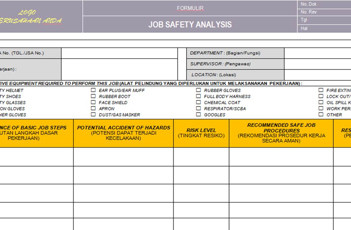 Contoh Formulir Jsa - Contoh 0208