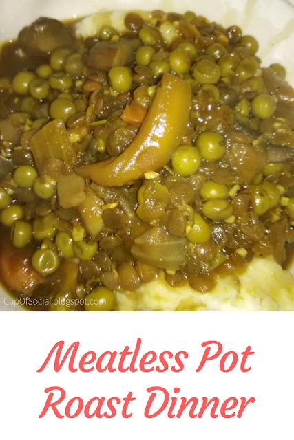 Meatless Pot Roast with Homemade Mashed Potatoes Dinner | A Cup of Social