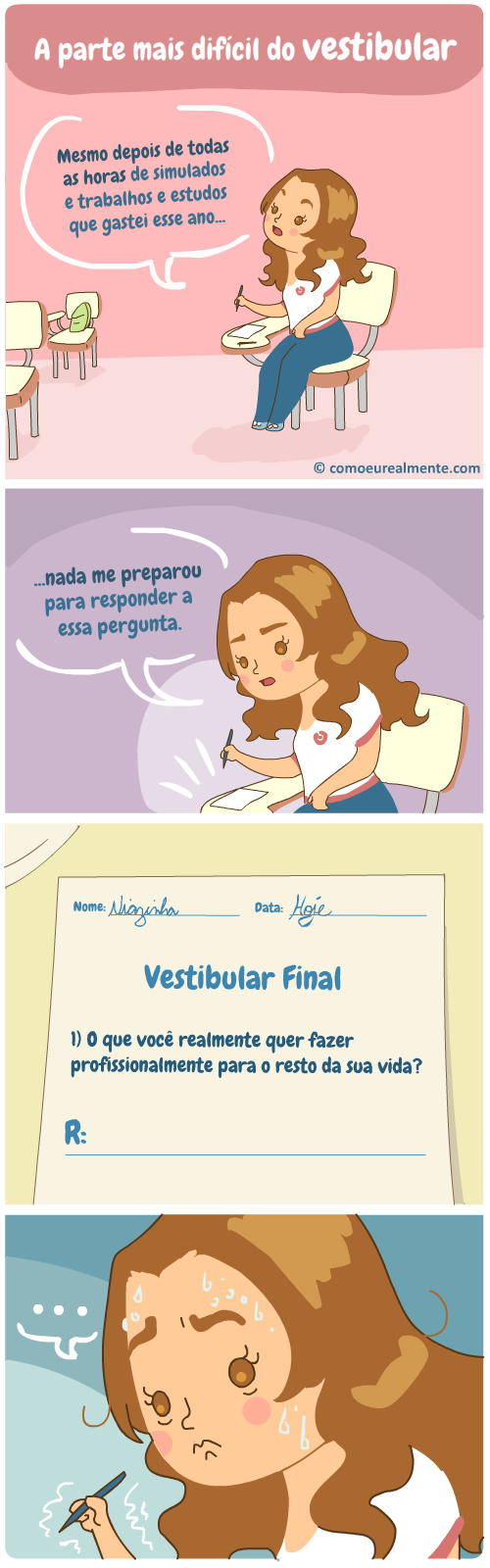 A parte mais difícil do vestibular é responder à pergunta: é realmente isso o que vc quer fazer pelo resto da sua vida?