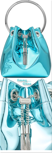♦Jimmy Choo turquoise blue Bon Bon Malibu mirror fabric bag #jimmychoo #bags #pantone #brilliantluxury