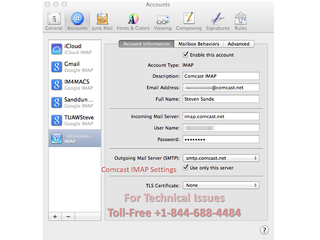 Comcast IMAP settings