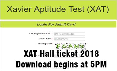  XAT Hall Ticket 2018