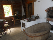 Interior of rural house including bathtub