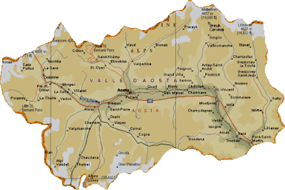 Valle Aosta Map Geography Regions