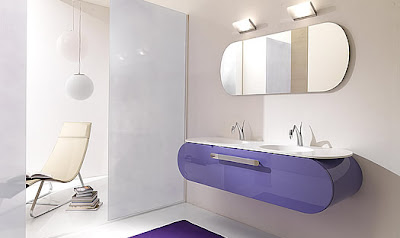 White Purple Rounded Bathroom Furniture