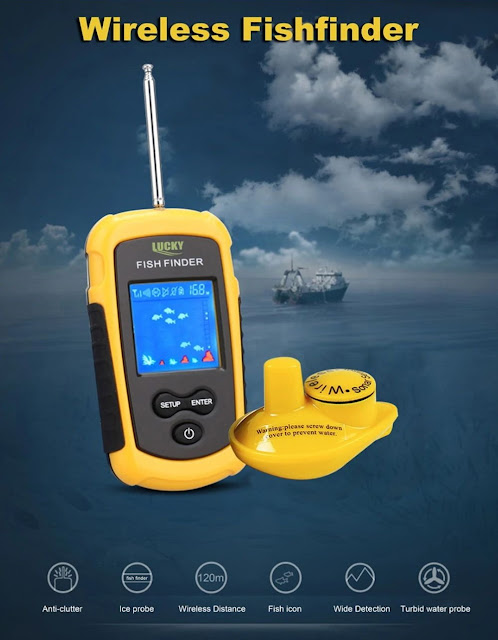 LUCKY Fish Finder 120 Meters Wireless Portable Sonar Sensor Deeper Color Lcd Display FFCW1108-1 Fish Finder