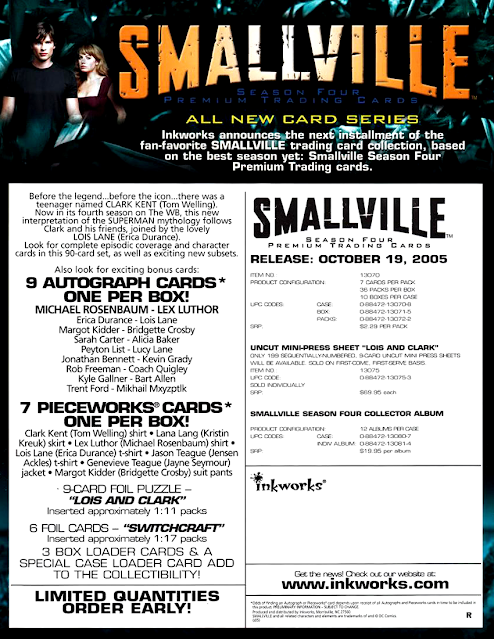 2005 Inkworks : Smallville Season Four - Dealer Press Sheet