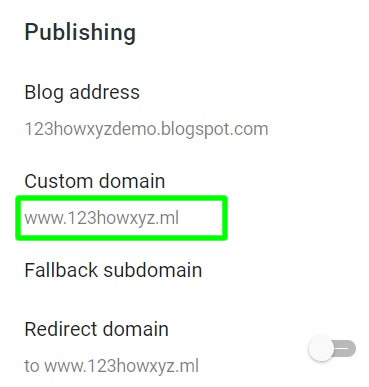successfully added freenom domain inside blogger custom domain