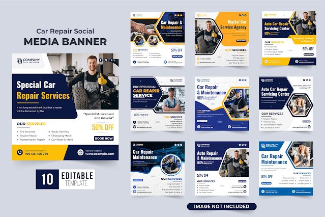 Car Maintenance Service Template Set Free Download