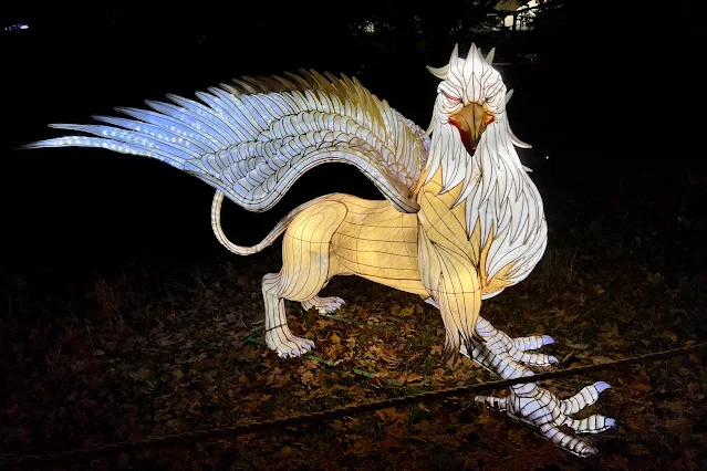 a mythical beast lantern, a griffin maybe