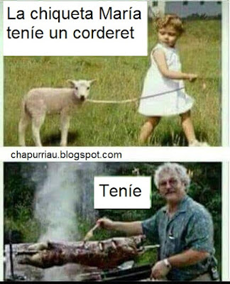 La chiqueta María teníe un corderet