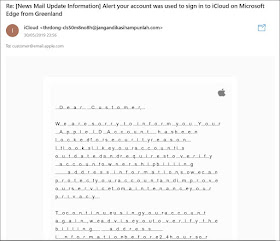 Fake iCloud Email Alert Saying Somebody From Greenland Has Accessed My Account