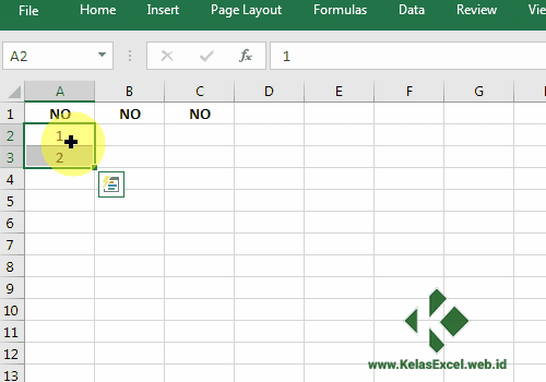 Membuat Nomor Urut Otomatis Excel Dengan AutoFill