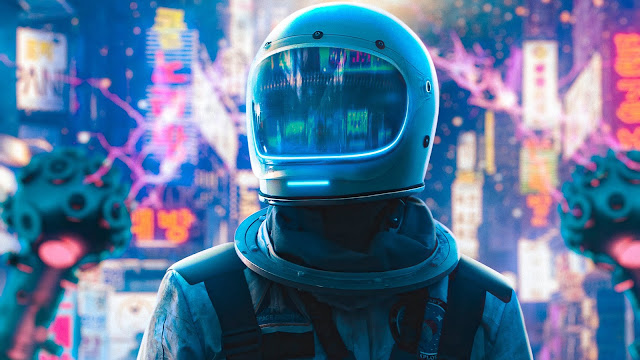 Astronaut in Cyperpunk City