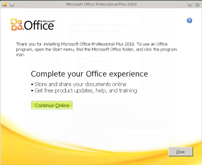 Costum Install Ms Office 2010 wine