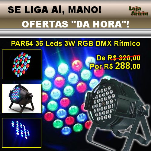 OFERTA! Canhão PAR64 36 LEDs 3W RGB DMX Áudio-Rítmico