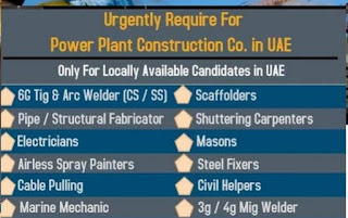 Masons, MIG Welders, TIG Welders, Steel Fabricators, Steel Fixers, Carpenters, Painters, Construction Helpers, Jobs Vacancy For Construction Company in Abu Dhabi