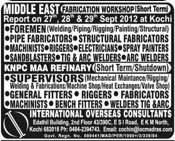 fabricators riggers machinist welders for Refinery