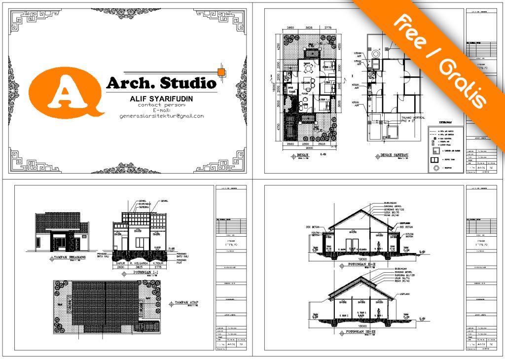  Download  Gambar  Kerja  Rumah  Type 70 dwg pdf  Gratis 