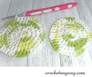 Two flat crochet circles in cotton yarn