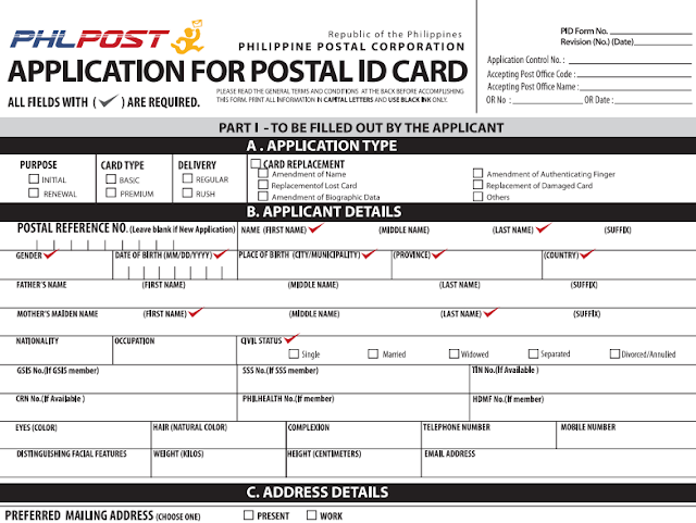 Application for postal ID card, postal id card philippines