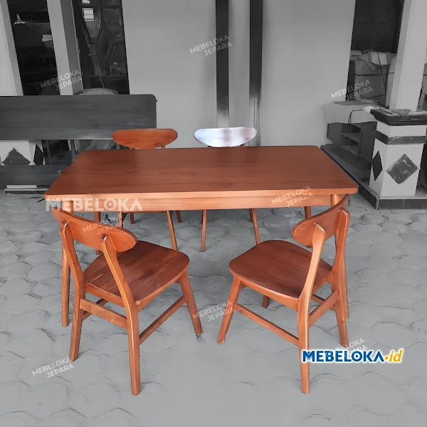 Meja makan minimalis cafe ropan jati Mebeloka Furniture Jepara