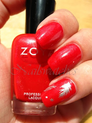zoya nidhi red nail polish sparkles sparkle collection 2010 china glaze millennium silver konad nailart konadicure imageplate m77