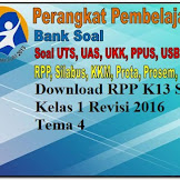 Download RPP K13 SD Kelas 1 Revisi 2016 Tema 4