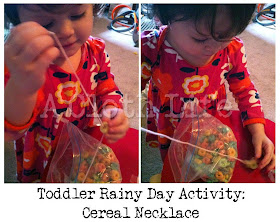 Rainy Day Toddler Activity: cereal necklace