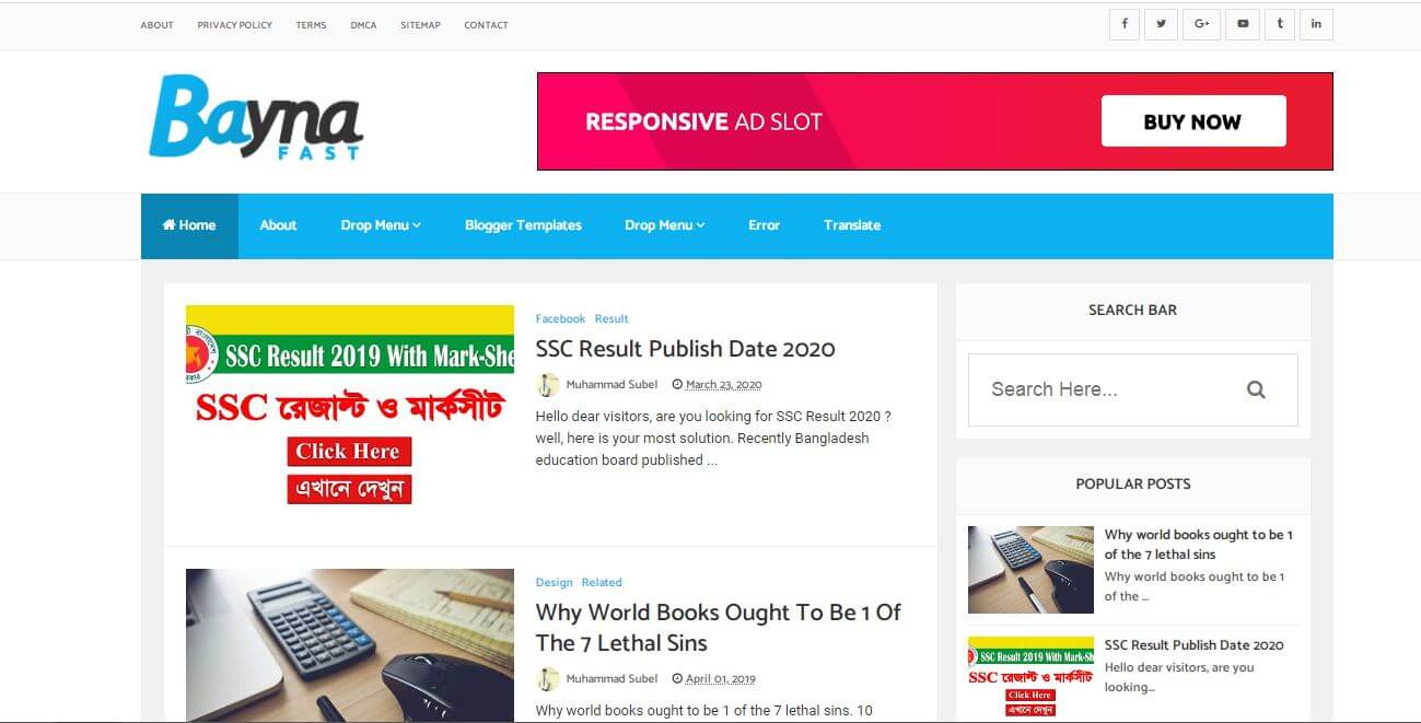 Bayna Fast Responsive Blogger Template Free Download