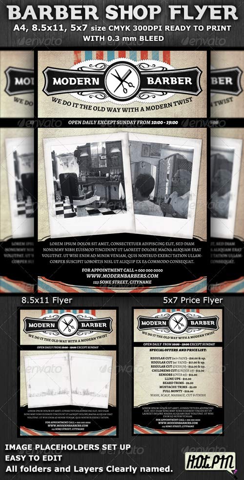 Barber Shop Flyer Template Photoshop PSD