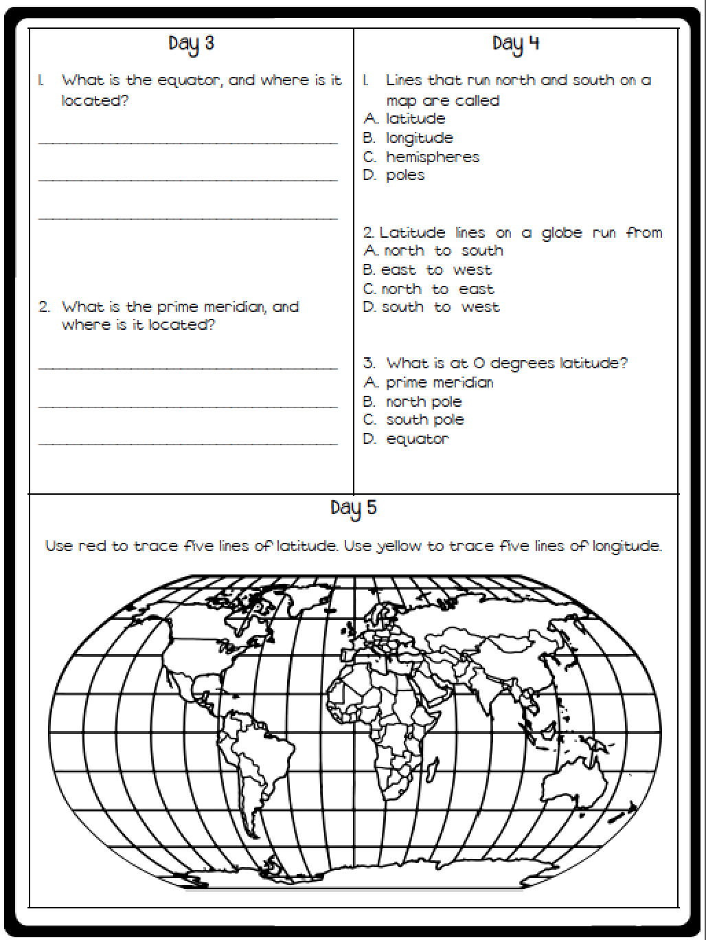 Social Studies & Science Morning Work, a Freebie, and a Sale  learning, worksheets, grade worksheets, math worksheets, education, and printable worksheets Latitude And Longitude Worksheets 7th Grade 1368 x 1028