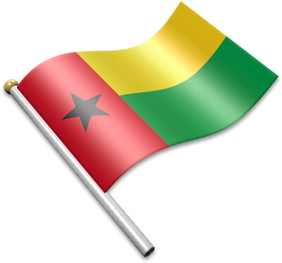 The Bissau Guinean flag on a flagpole clipart image