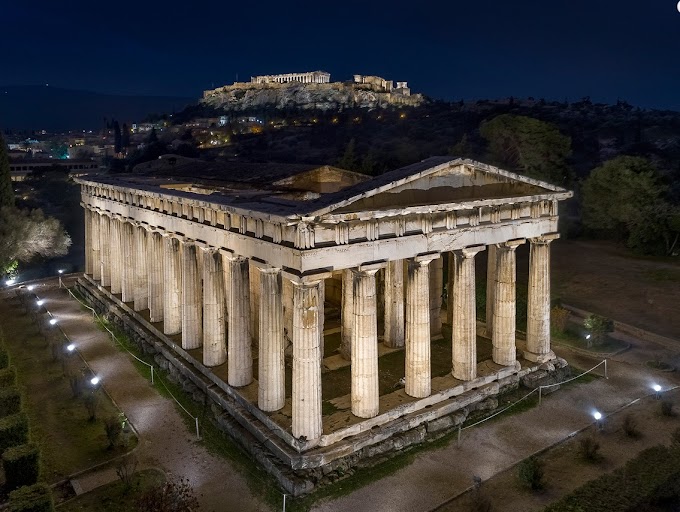 Νέος φωτισμός στον ναό του Ηφαίστου και στο μνημείο Φιλοπάππου