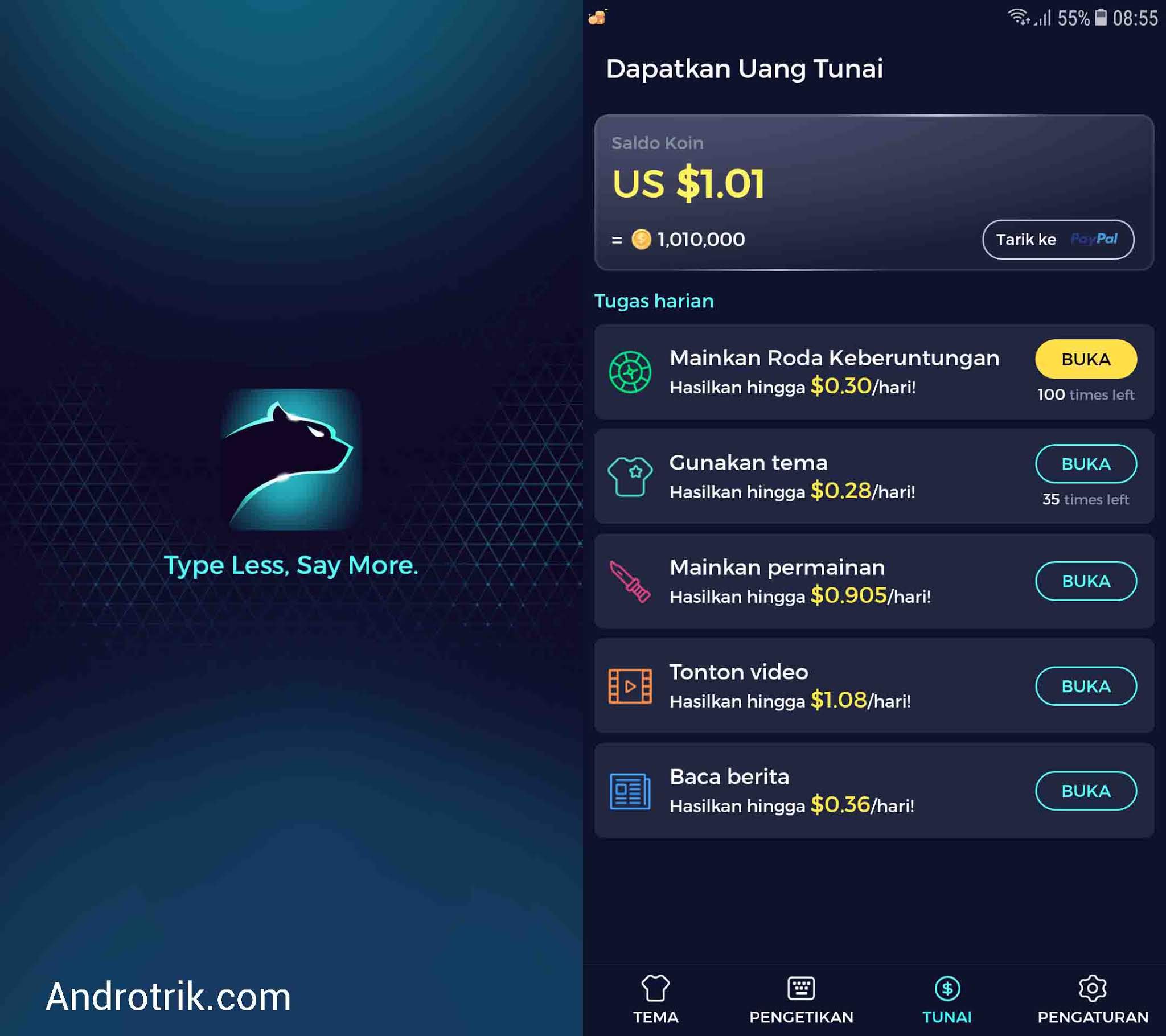 Cheetah Keyboard - Aplikasi Penghasil Uang Dollar/Saldo Paypal Gratis