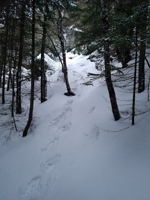 Nighttime Winter ascent of the Watcher, Franconia Notch State Park