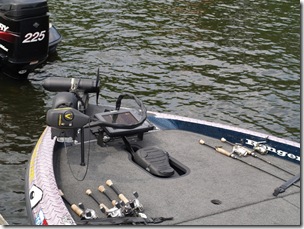 Even with fish finders and GPS as big as TV's on the front and back, the Pro could not put us onto fish. He would have done better putting on a DVD for me on the back