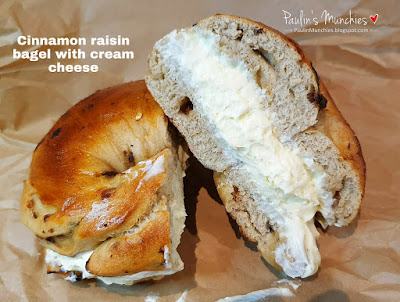 Cinnamon raisin with cream cheese - Two Men Bagel House