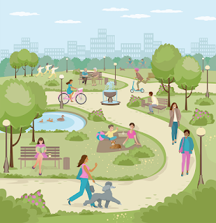 Sumber gambar : https://pixabay.com/vectors/park-city-park-people-walk-stroll-7153125/