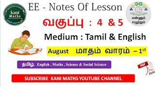 KANI MATHS எண்ணும் எழுத்தும் Notes Of Lesson 4th 5th AUGUST WEEK - 1 2023-24