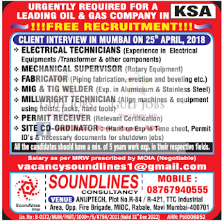 Leading Oil & Gas company Jobs for KSA - Free Recruitment