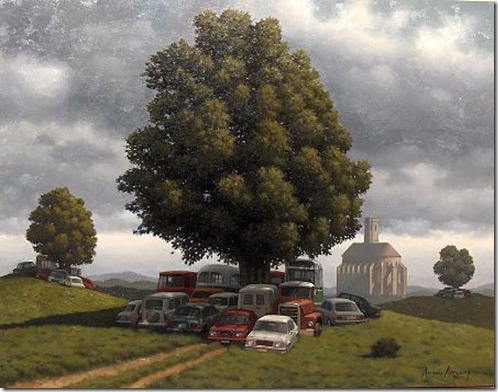 autos bajo el arbol