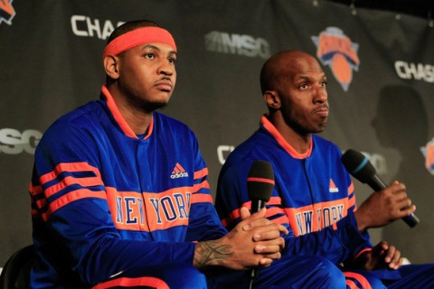 amare stoudemire and carmelo anthony and chauncey billups. Carmelo Anthony #15 of the