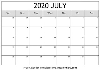 Free Printable Calendar July 2020