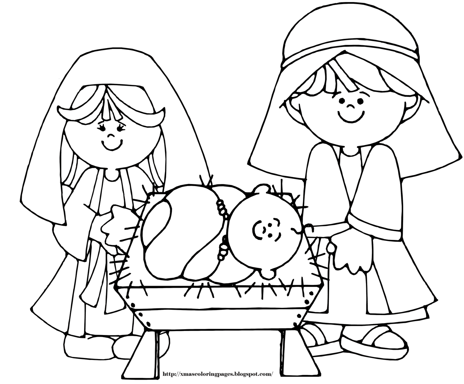 Mary and Joseph on the Road to Bethlehem Coloring page Free