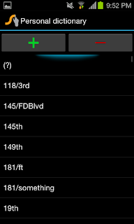 Samsung Galaxy S2 Personal Dictionary Interface